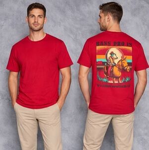Bass Pro Shops Graphic T-Shirt Alien Cowboy “Otherworldly” Red Size L